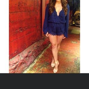 Blu Pepper Other - Blu Pepper Romper Medium M Blue Jumpsuit Plunge Blu Pepper Other - Blu Pepper Romper Medium M Blue Jumpsuit Plunge